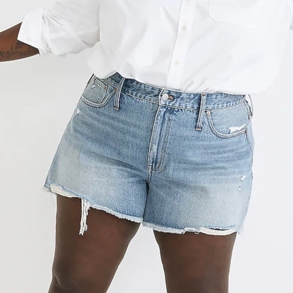 Madewell Plus Relaxed Denim Shorts Renfield Wash Destructed Edition 24W - Picture 1 of 9
